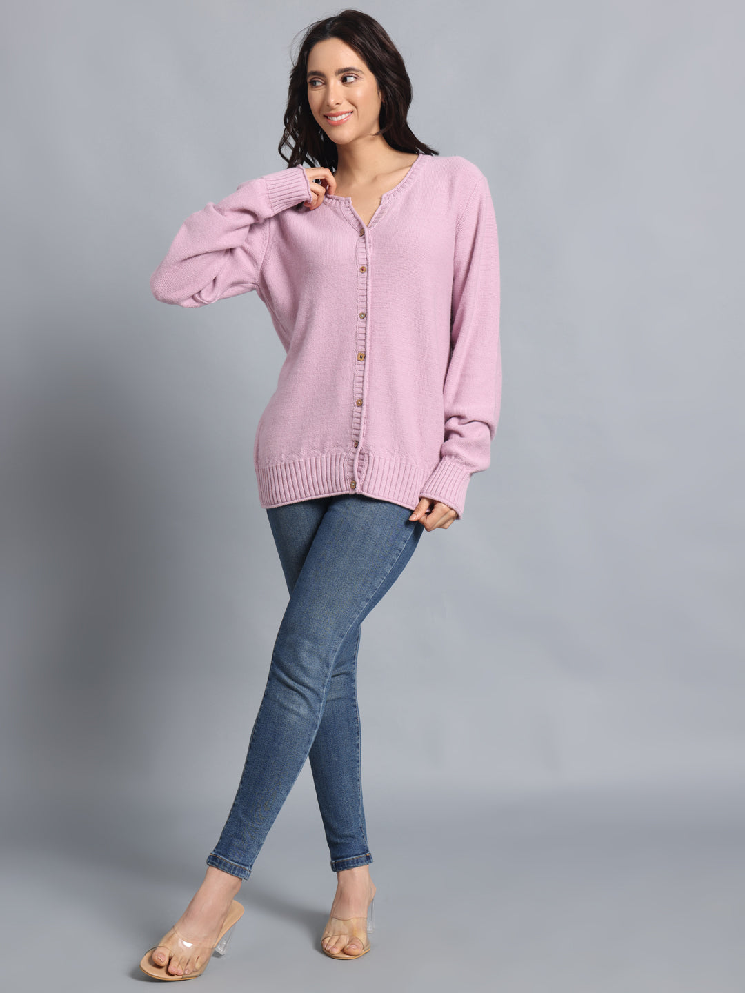 PUNK Pink Cardigan – Front-Open Winterwear