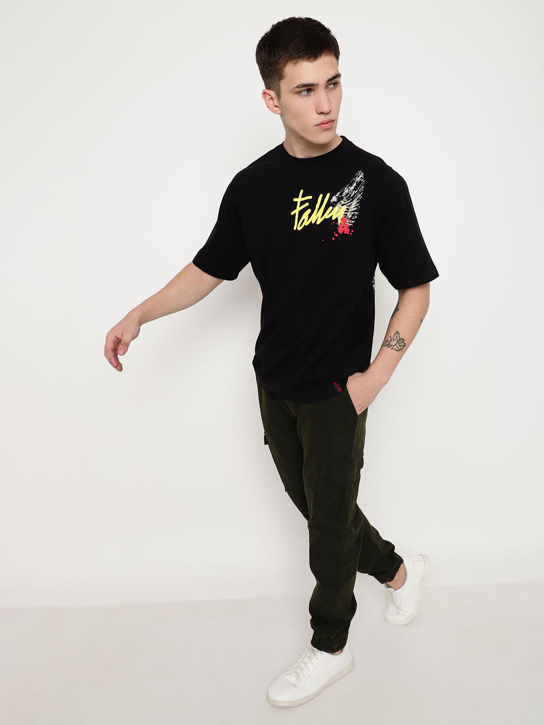 PUNK Black FALLEN-TO-RISE Oversized Tshirt