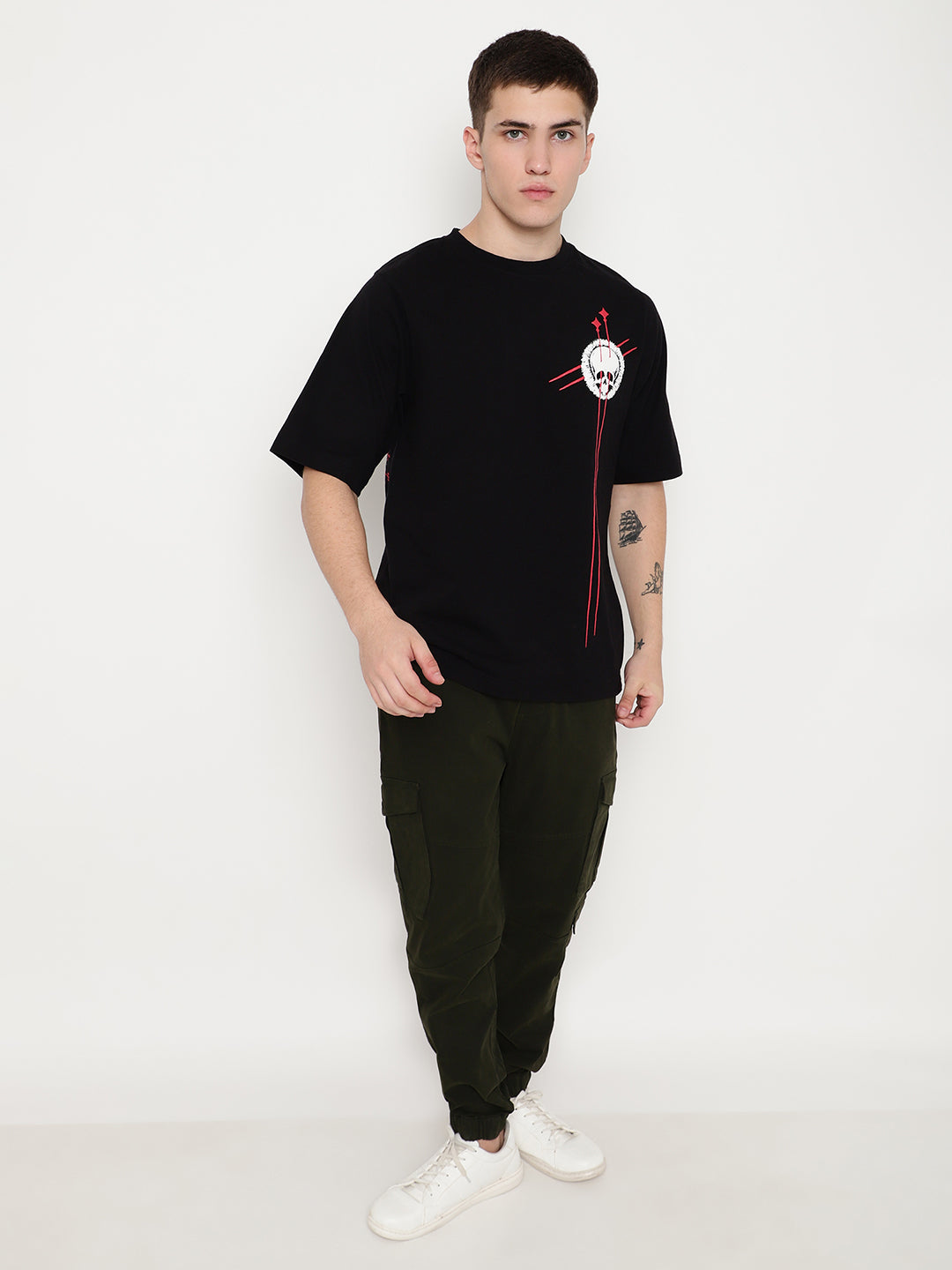 PUNK Black CIRCLE Short Sleeves Oversized Tshirt