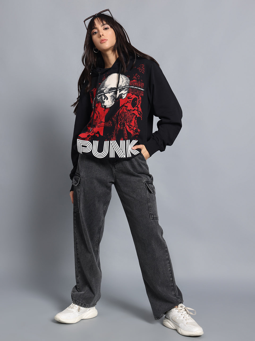 Skull Tape Black Sweatshirt for Women | Buddy Set by PUNK