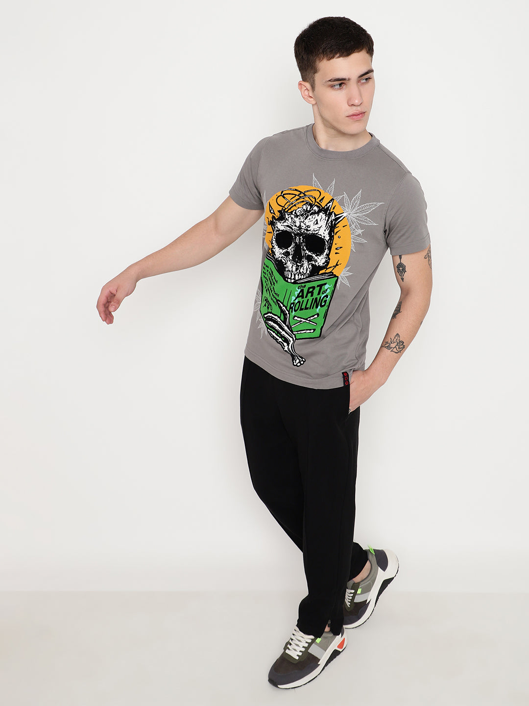 PUNK Grey ART-OF-ROLLING Short Sleeves Regular Fit Tshirt