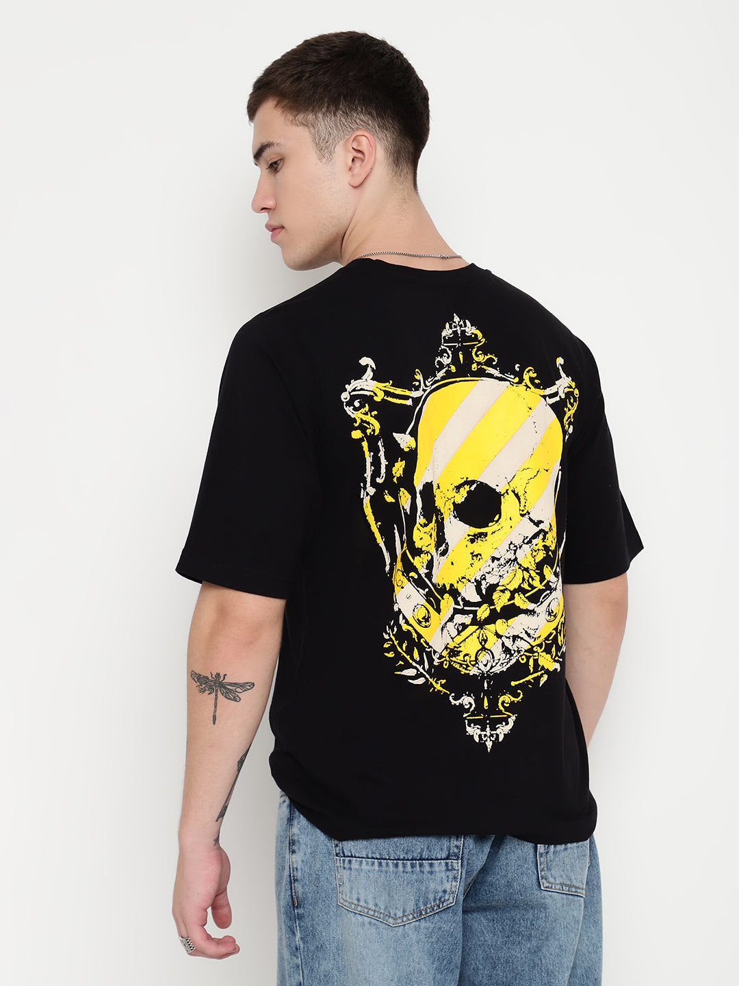 PUNK Black SKULL-CROSSING Short Sleeves Oversized Tshirt