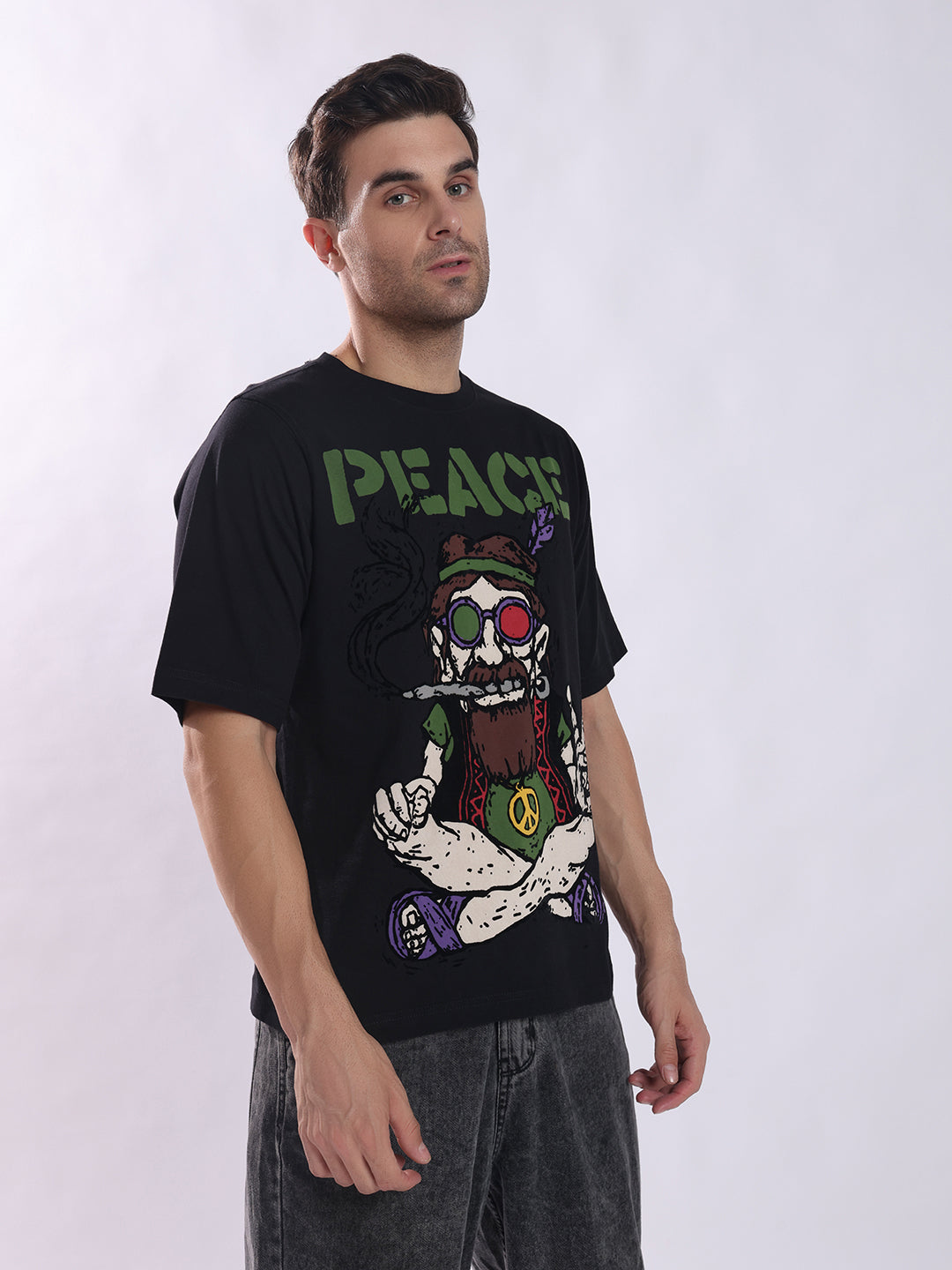 PUNK Peace Baba Oversized T-Shirt - Black