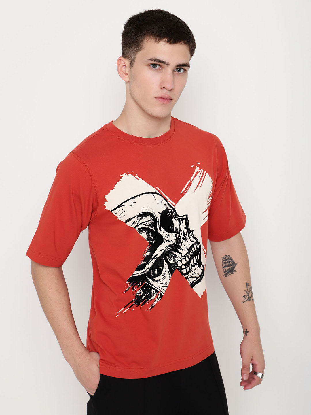 PUNK Rust CROSS-SKULL Oversized Tshirt