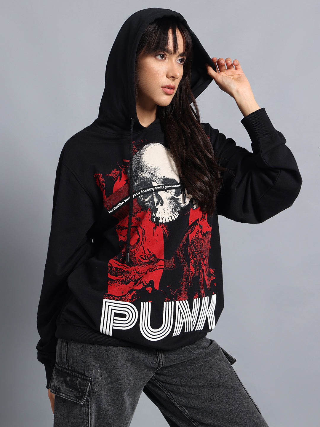 Skull Tape Black Sweatshirt for Women | Buddy Set by PUNK