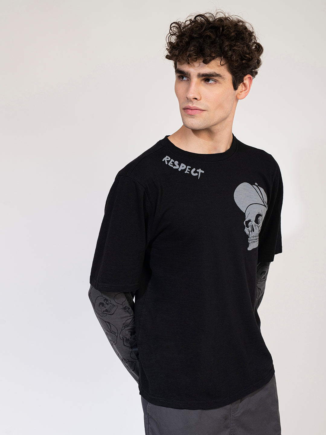 Punk RESPECT Black Oversized Long Sleeve Tshirt