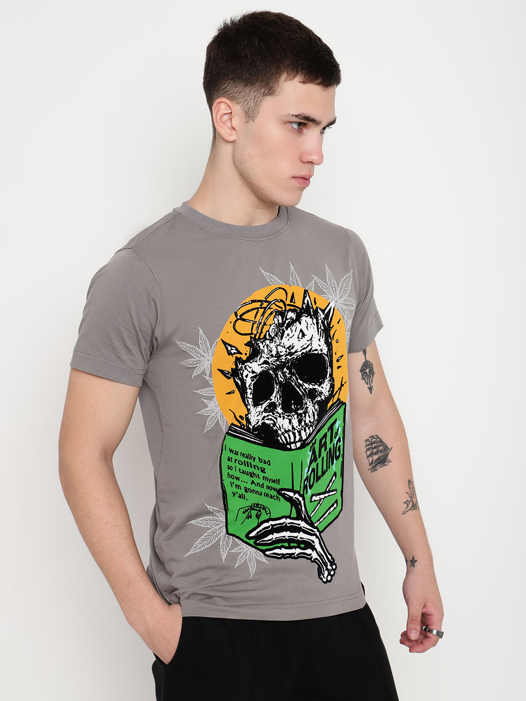 PUNK Grey ART-OF-ROLLING Short Sleeves Regular Fit Tshirt