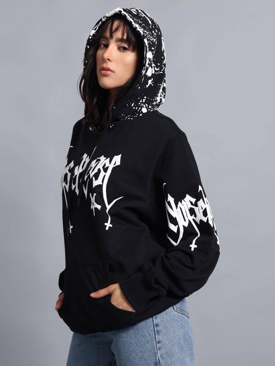 Punk Noise Please Black Sweatshirt for Women