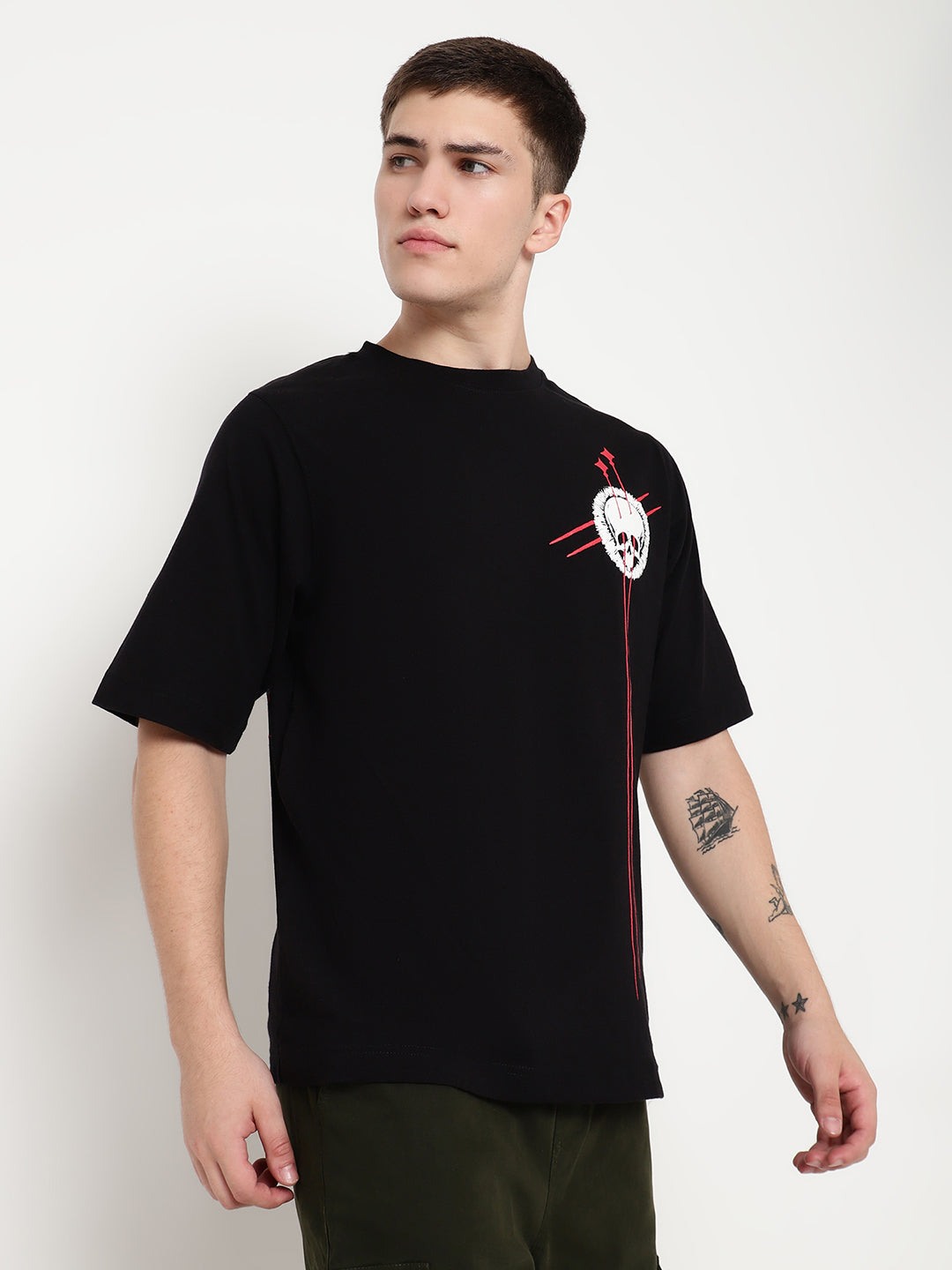 PUNK Black CIRCLE Short Sleeves Oversized Tshirt