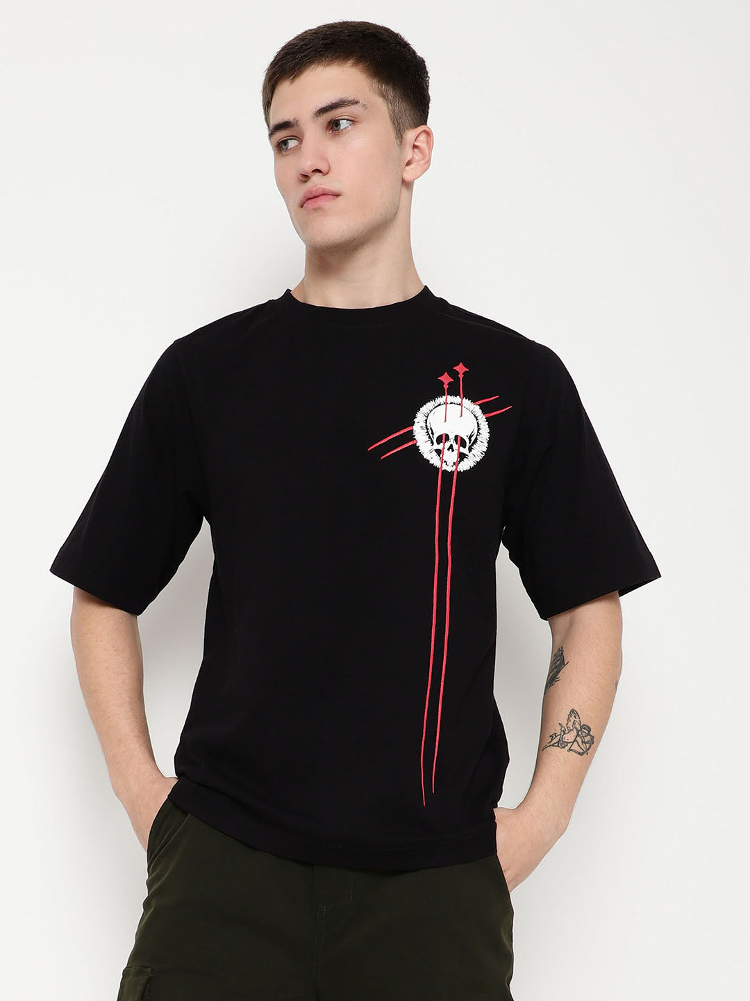 PUNK Black CIRCLE Short Sleeves Oversized Tshirt