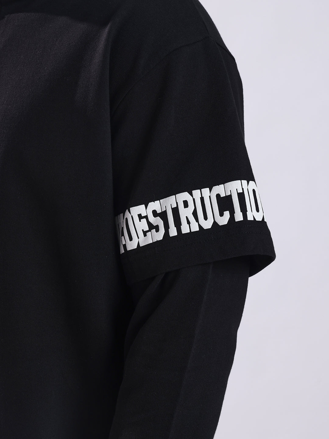 DISTRUCTION Punk Mock Collar Black Sweatshirt