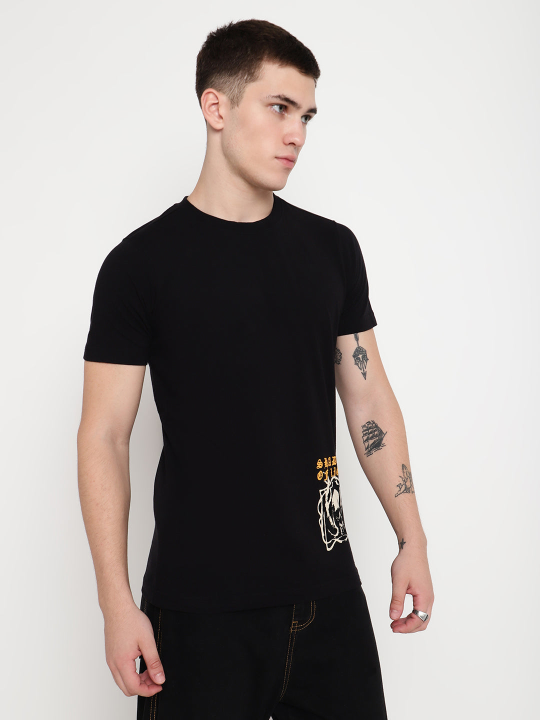 PUNK Black SHADOW-OF-LIGHT Regular Fit Tshirt