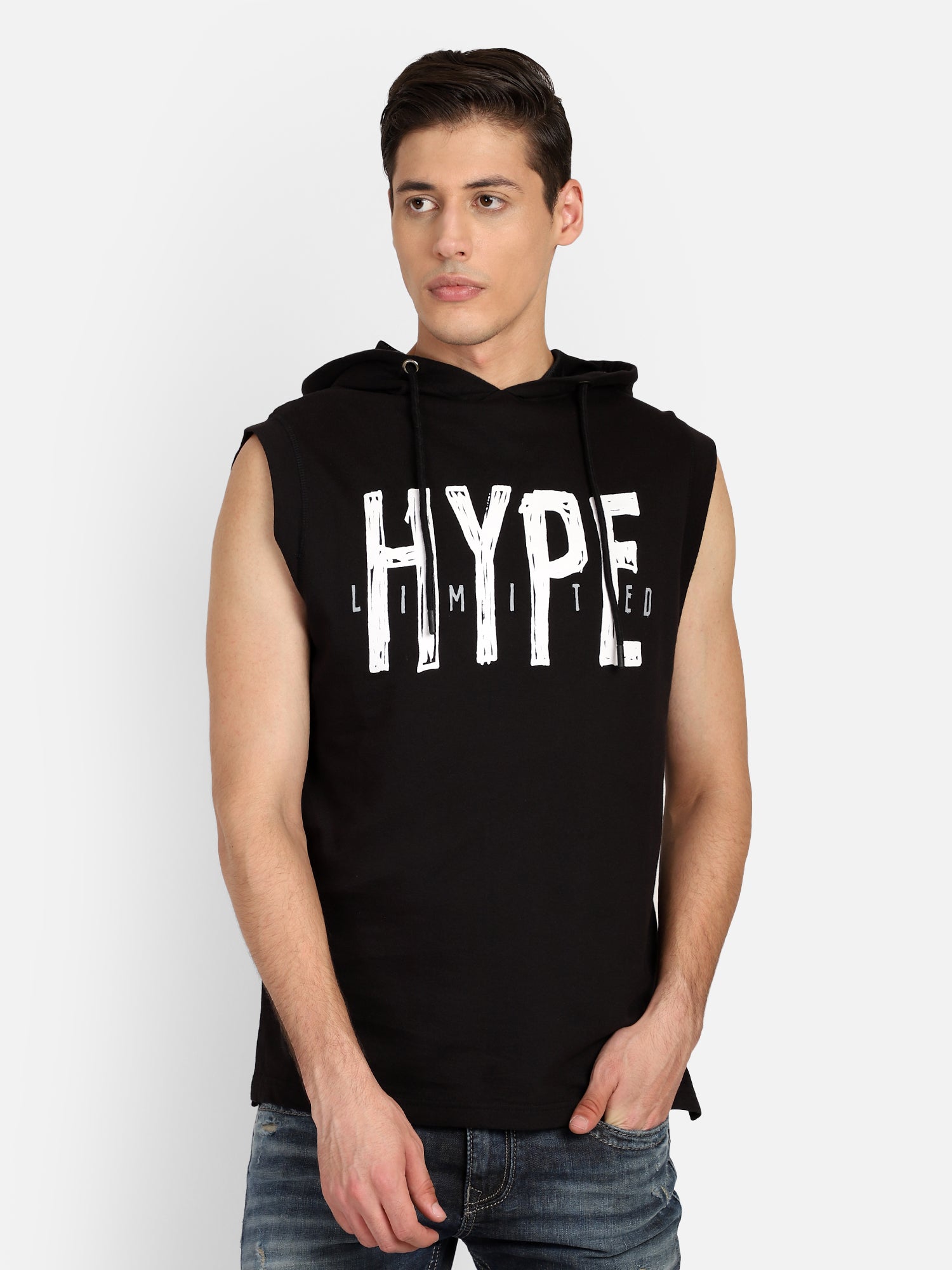 Punk Black Sleeveless Hoodie HYPE T-shirt
