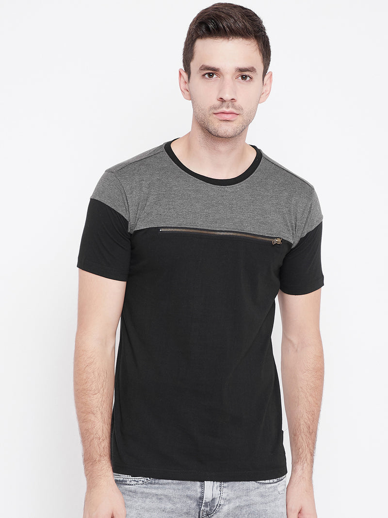 PUNK-ZIPPER Black & Grey T-shirt