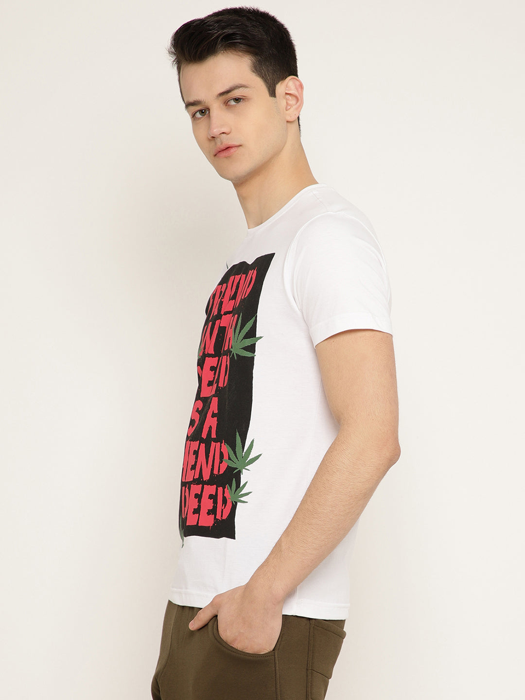 Punk FRIEND-WITH-WEED White T-Shirt