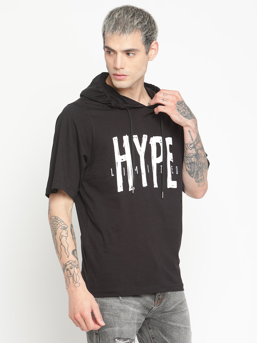 Punk Hype Short Sleeve Oversized Hoodie T-Shirt