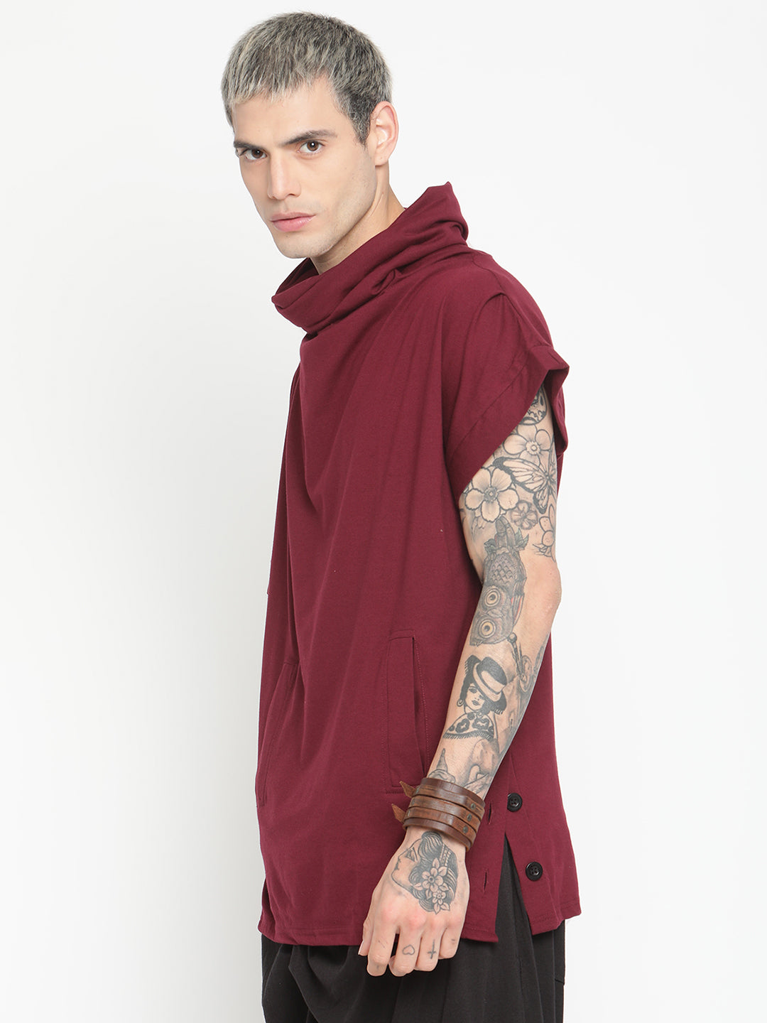 Punk Maroon GOTHIC-HOODY Tshirt