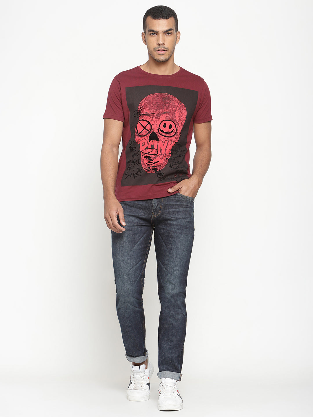 PUNK-WORLDWIDE Maroon T-shirt