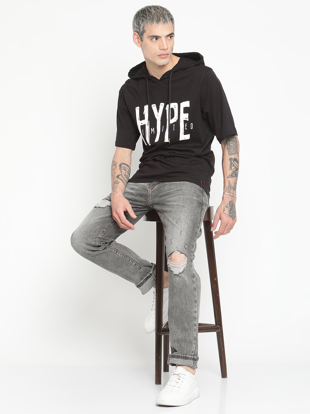 Punk Hype Short Sleeve Oversized Hoodie T-Shirt