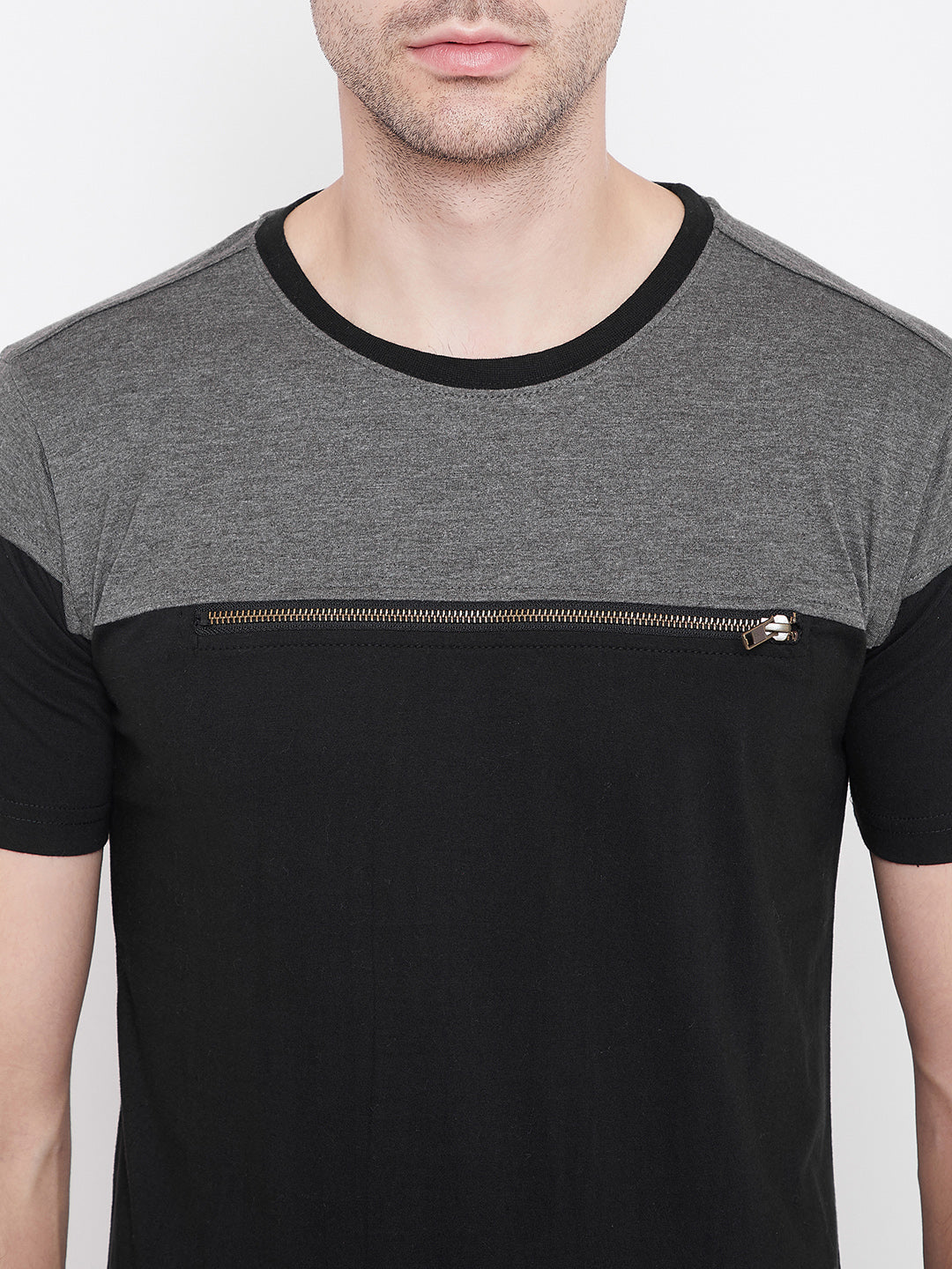 PUNK-ZIPPER Black & Grey T-shirt