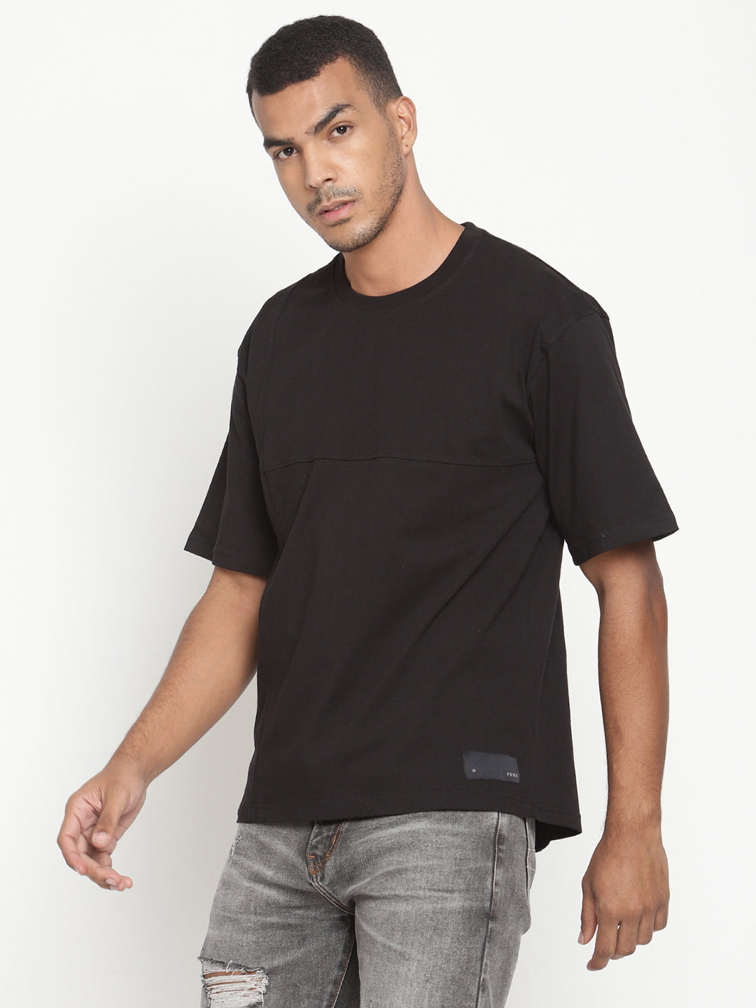 Punk BLACK-BLOCK Plain Oversized T-shirt1
