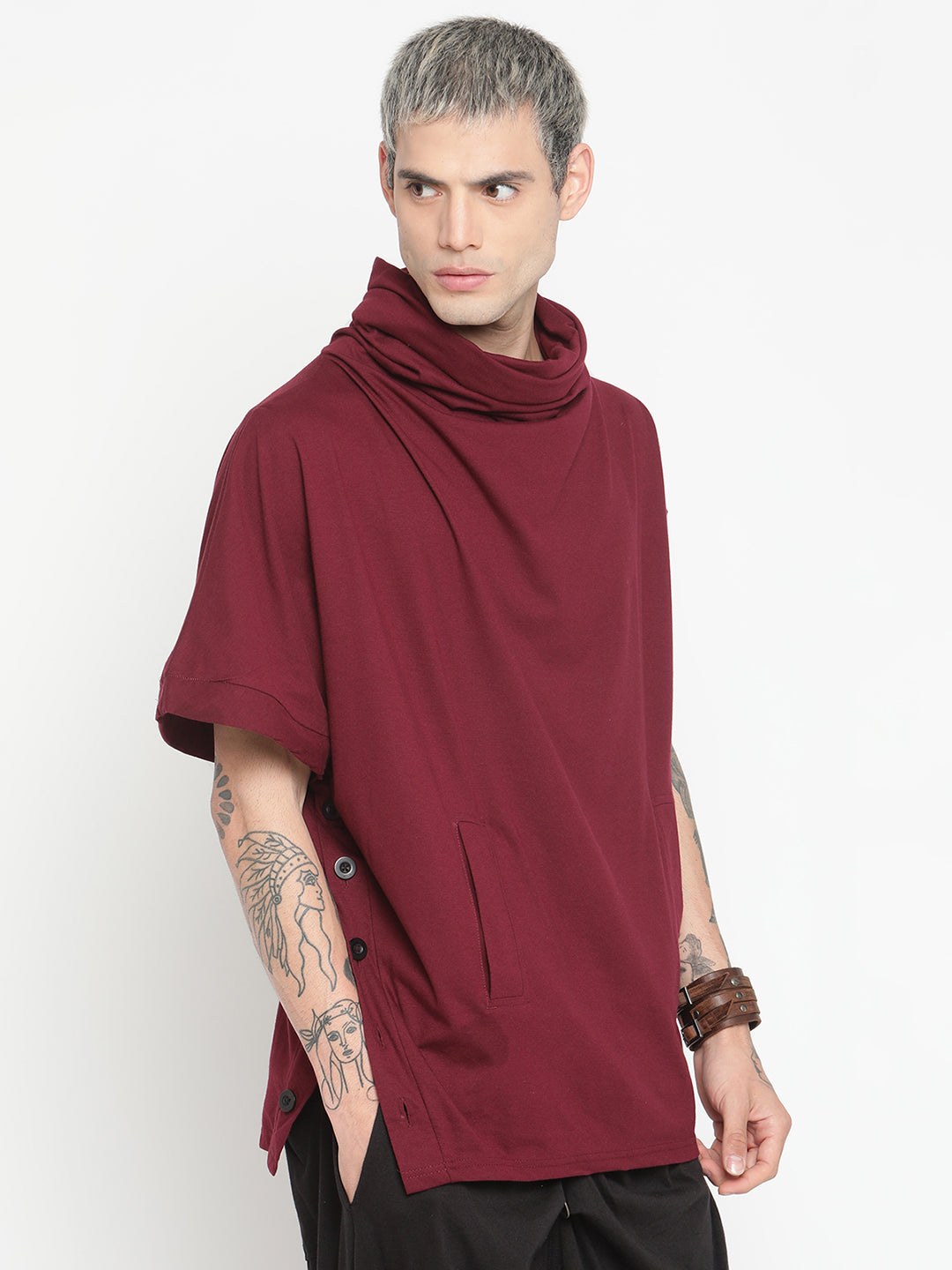 Punk Maroon GOTHIC-HOODY Tshirt